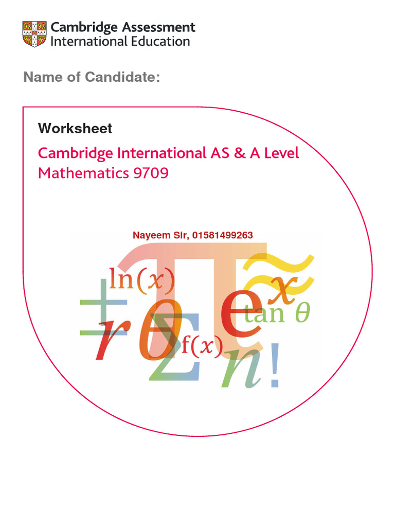 AS & A Level Math Worksheet 9709/33 | PDF | Mathematical Concepts ...