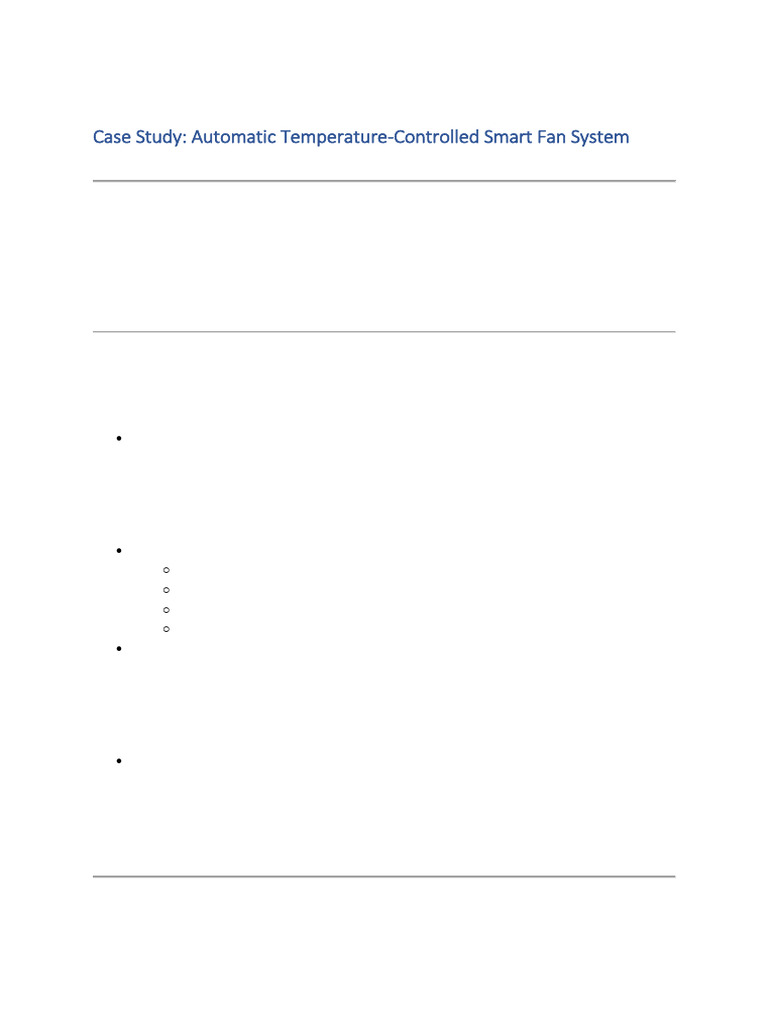 Smart Fan Control System Case Study | PDF | Control Theory | Sensor