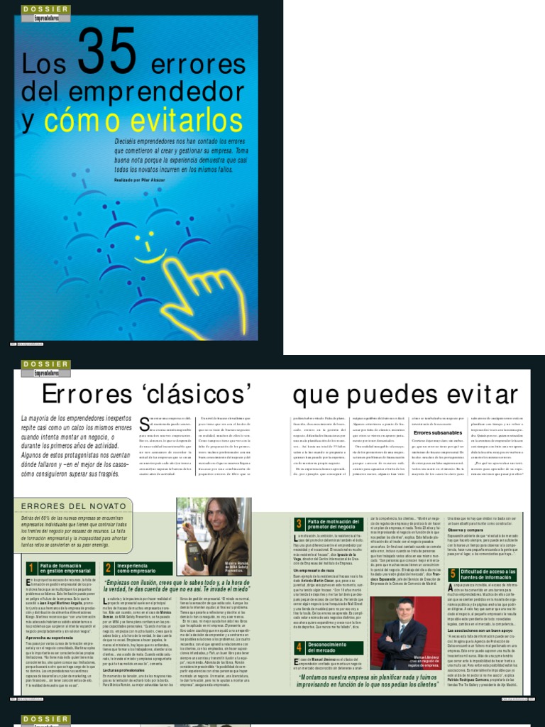 Los 35 Errores Del Emprendedor y Como Evitarlos | PDF