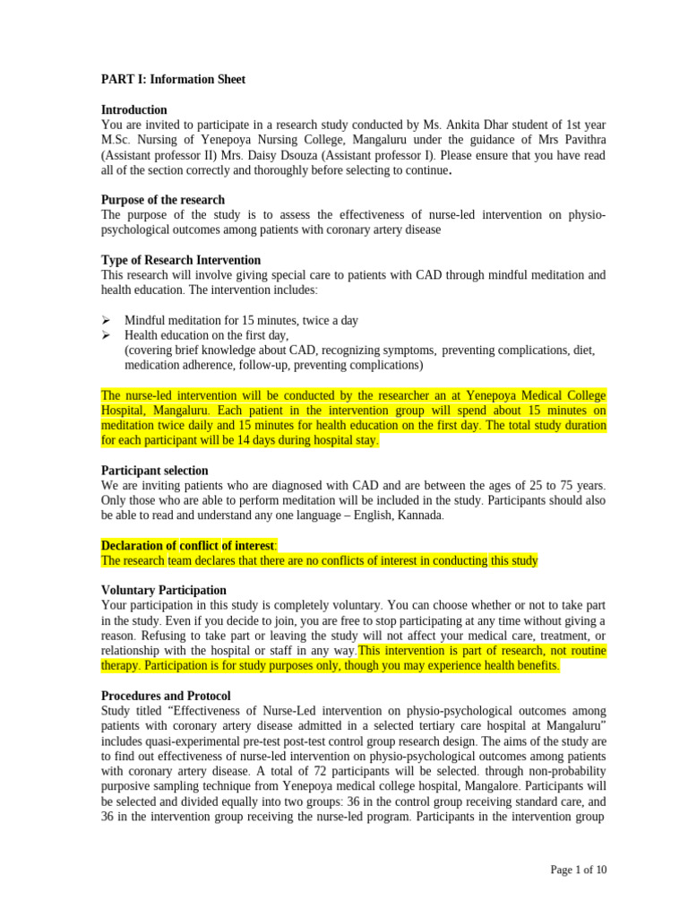 Corrected Version of PIS | PDF | Health Care | Coronary Artery Disease