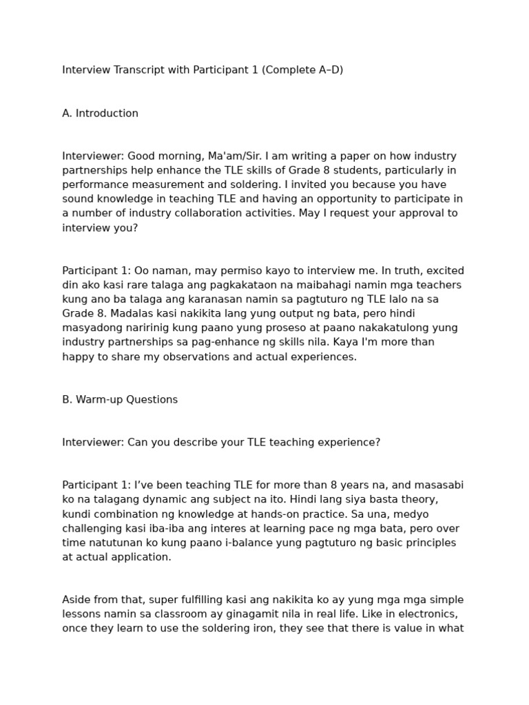 Enhancing TLE Skills through Industry Partnerships | PDF