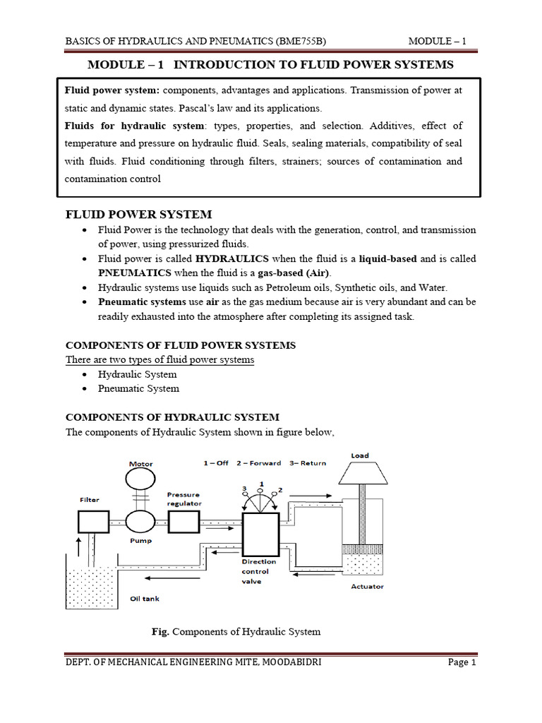 Fluid Power Systems: Hydraulics & Pneumatics | PDF | Filtration | Pump