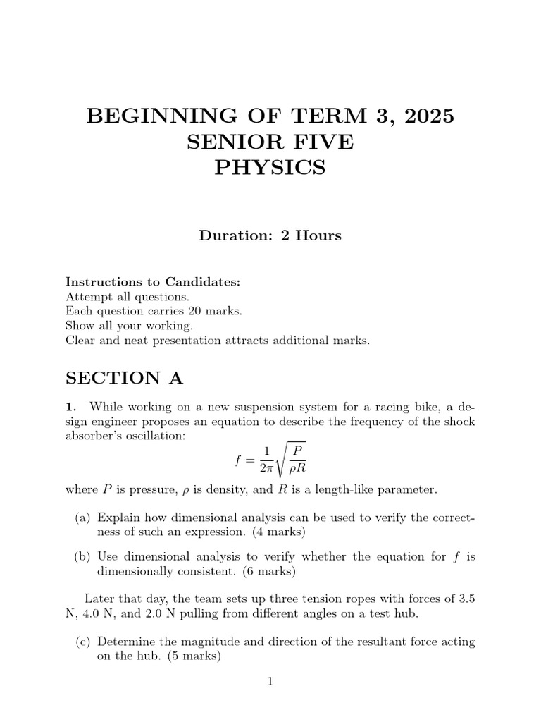 Senior Five Physics Term 3 Exam Guide | PDF | Waves | Physical Phenomena