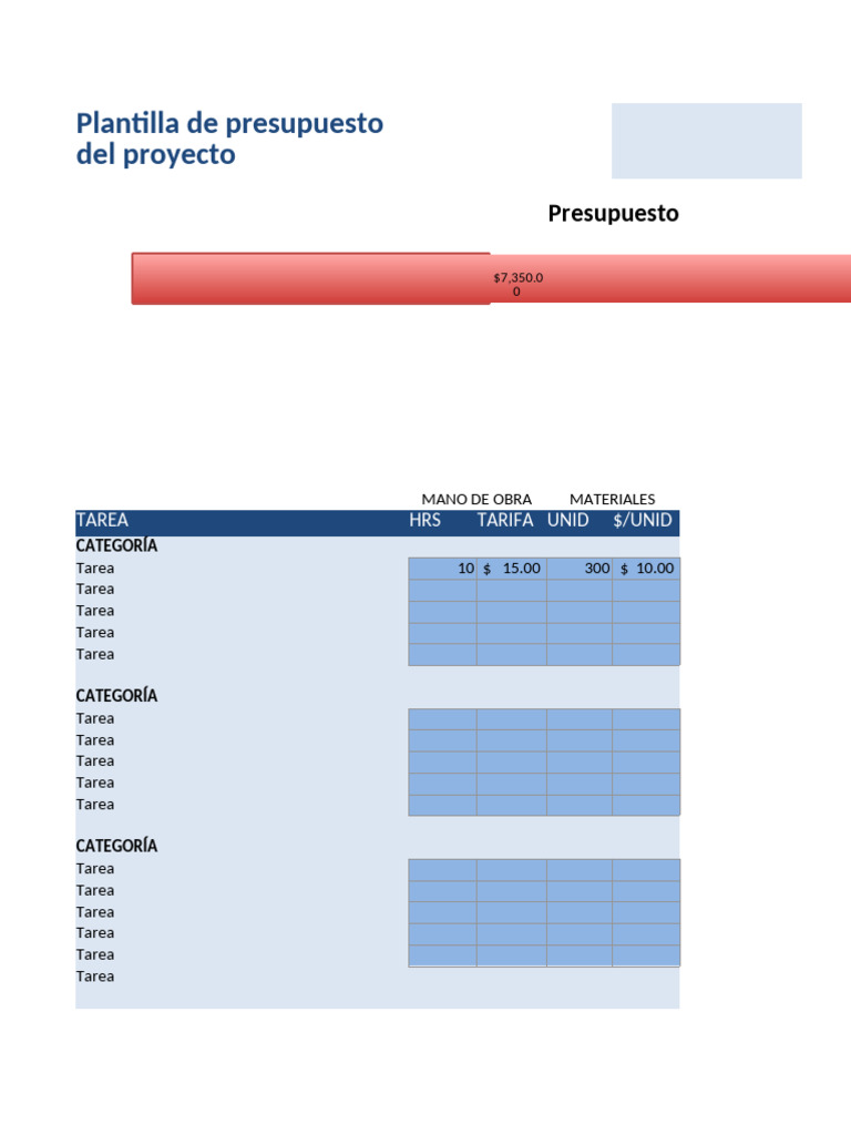 Plantilla de presupuesto de proyecto | PDF