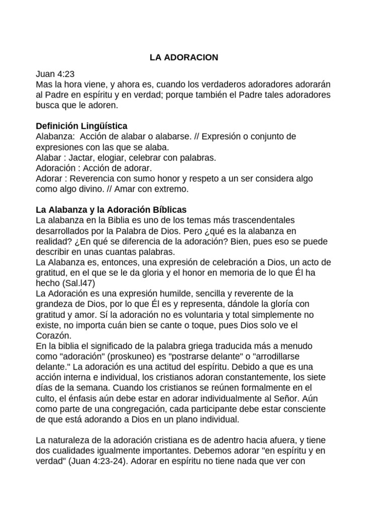 Adoración y Alabanza en la Biblia | PDF | Dios | Verdad