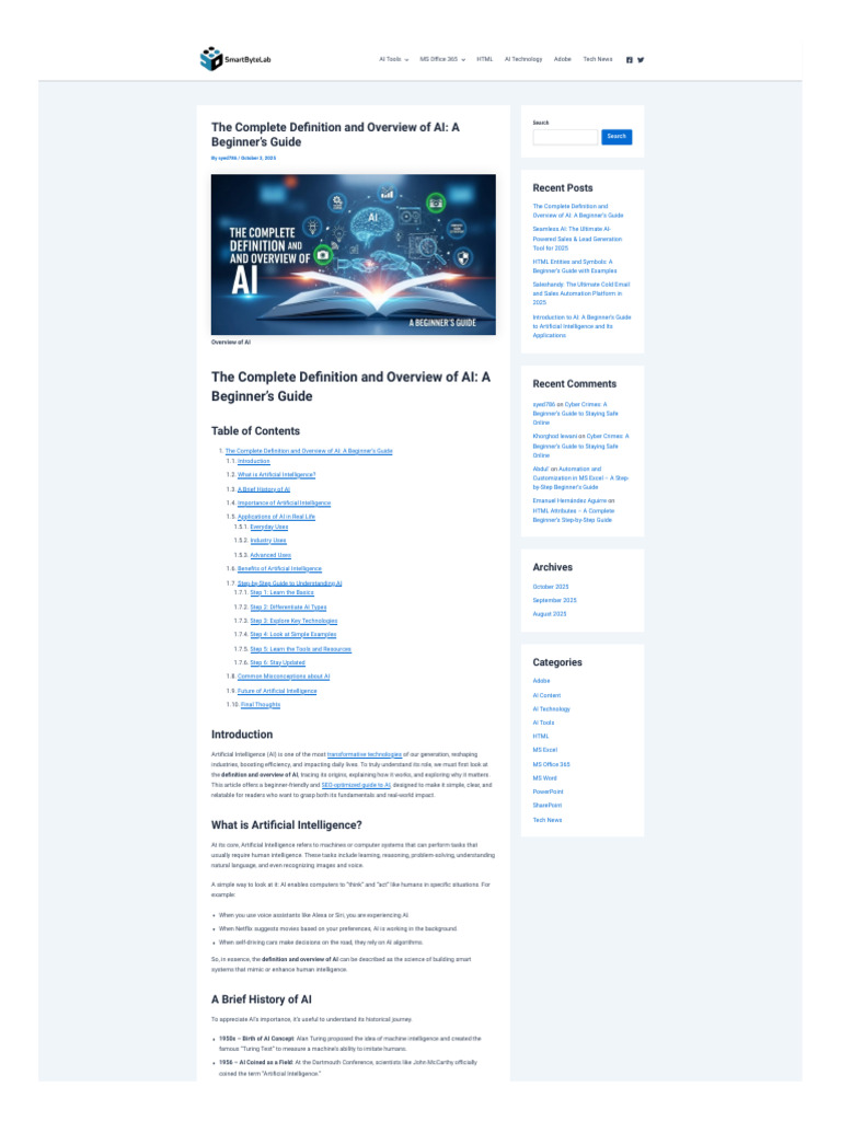 Beginner's Guide to AI Overview | PDF | Artificial Intelligence ...