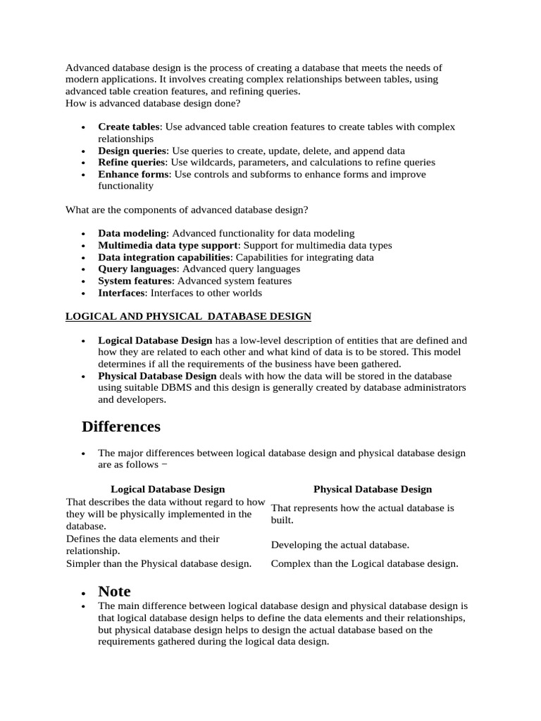 Advanced Database Design Techniques | PDF | Databases | Database Design