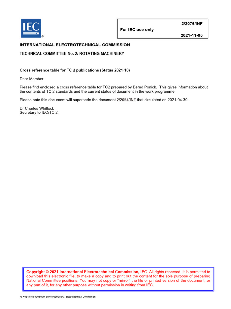 TC2 Standards Cross Reference Table | PDF | Electric Motor | Electric ...