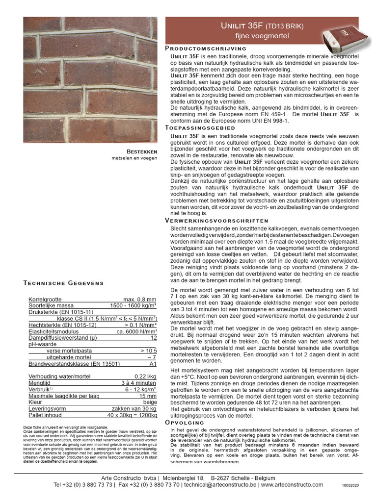 UNILIT 35F (BRIK) Tech Fiche | PDF