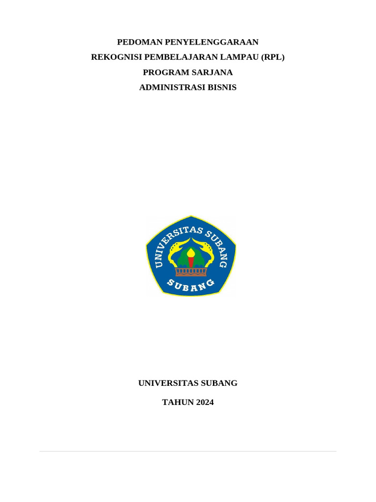 Pedoman RPL Program Sarjana Unsub 2024 | PDF