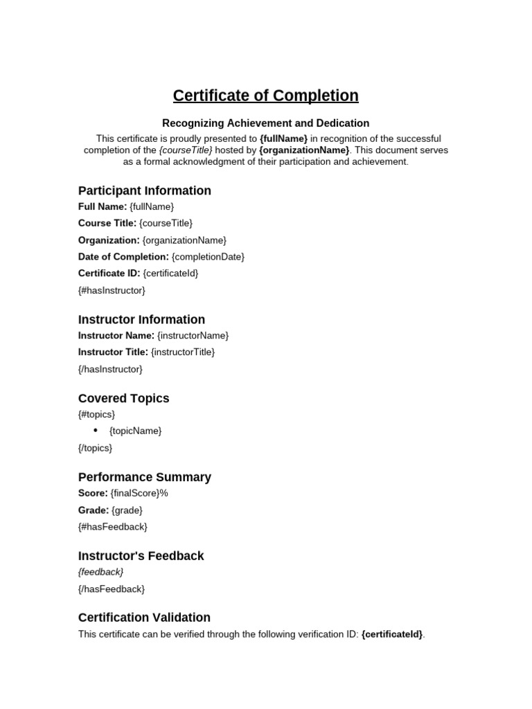 Course Completion Certificate Template | PDF