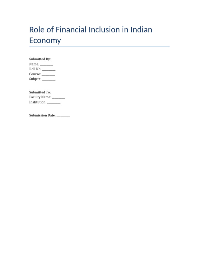 Financial Inclusion's Impact on India | PDF | Financial Inclusion ...