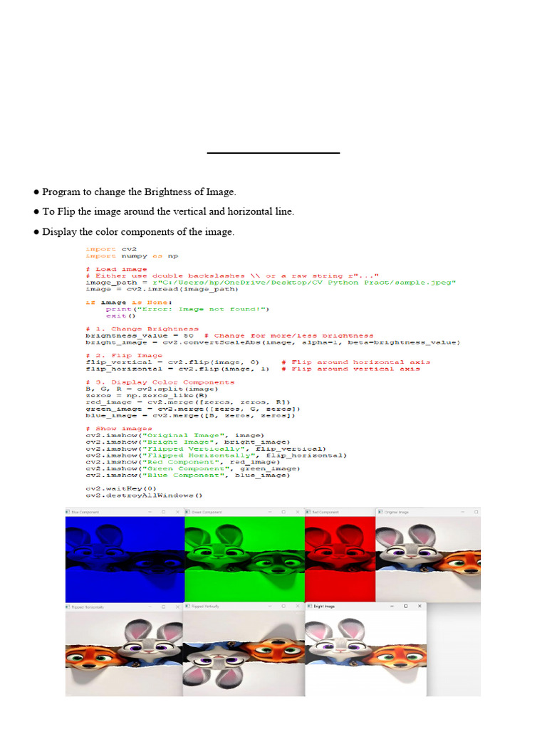 Computer Vision Practical Exercises | PDF