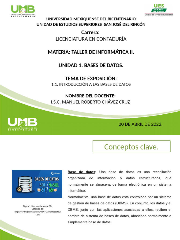 1.1 Introduccion a las BD | PDF | Bases de datos | SQL