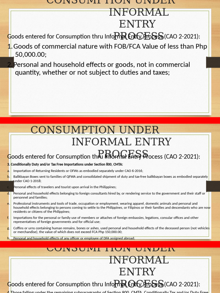 Informal Entry Process for Imports | PDF | Customs | Taxes