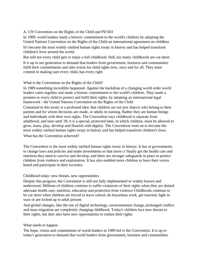 Righta of Every Child | PDF | Children's Rights | Convention On The ...