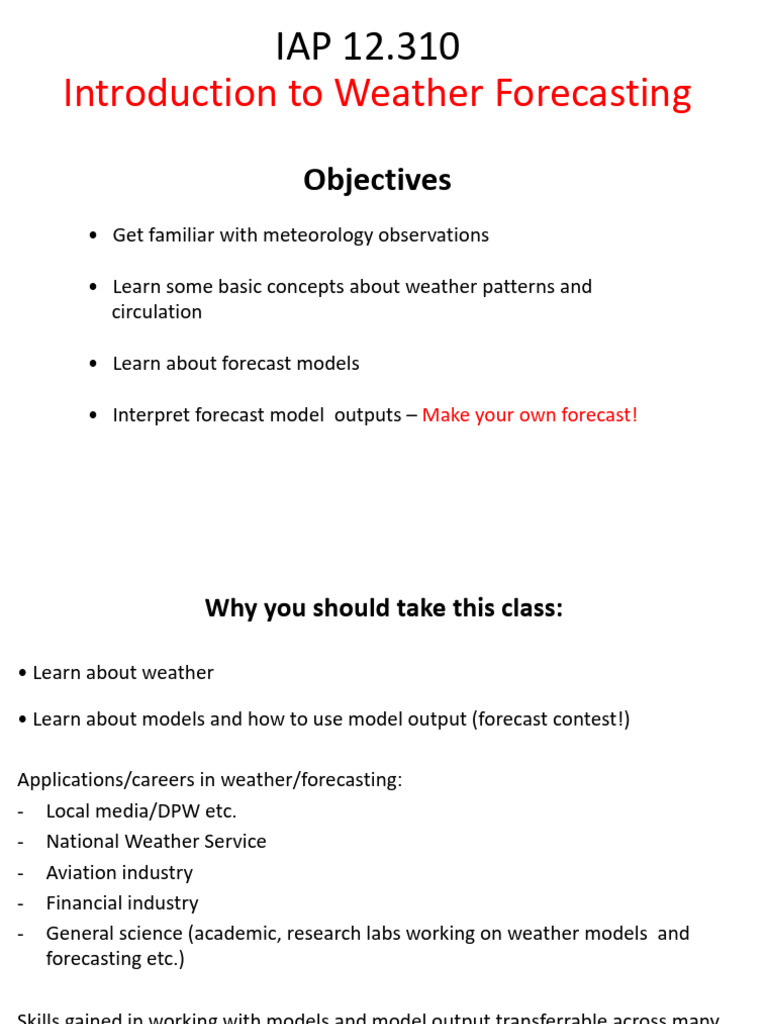 Introduction to Weather Forecasting Course | PDF | Weather Forecasting ...