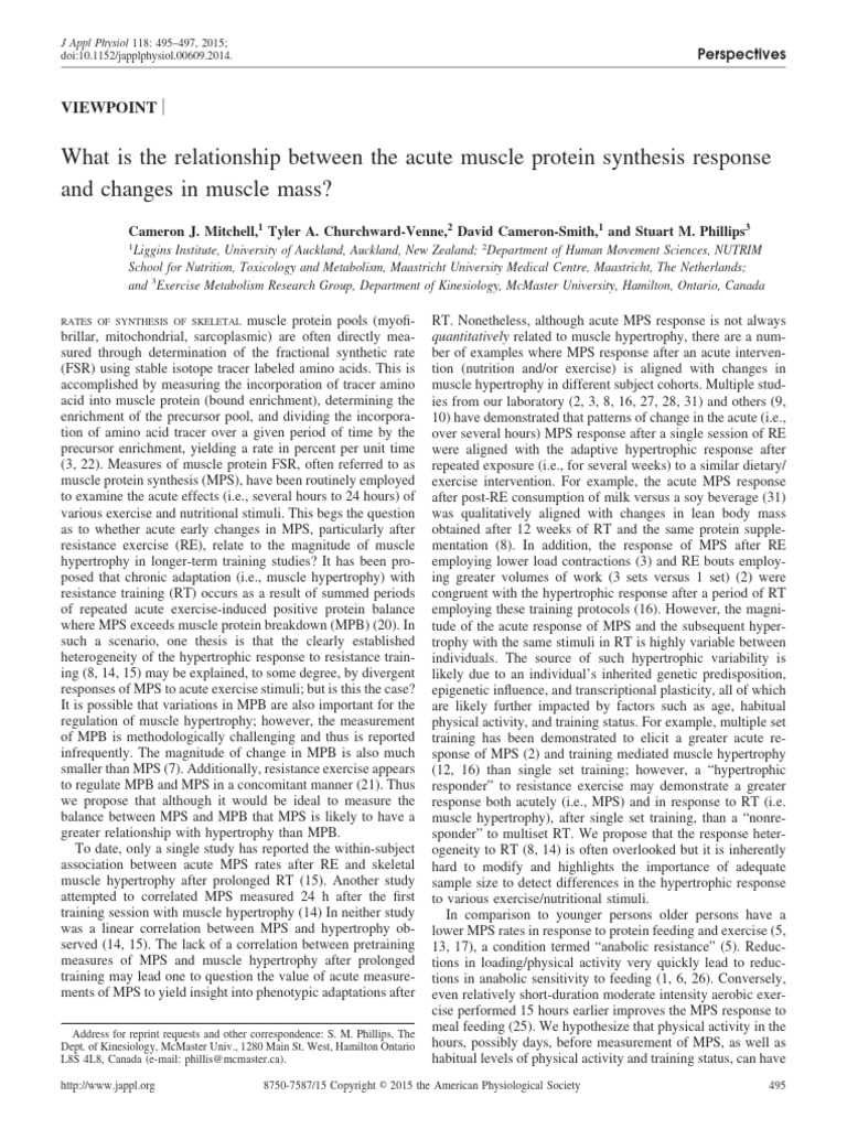Muscle Protein Synthesis and Hypertrophy | PDF | Muscle Hypertrophy ...