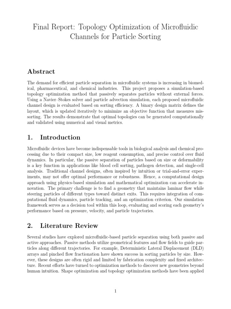 Topology Optimization for Microfluidic Sorting | PDF | Mathematical ...