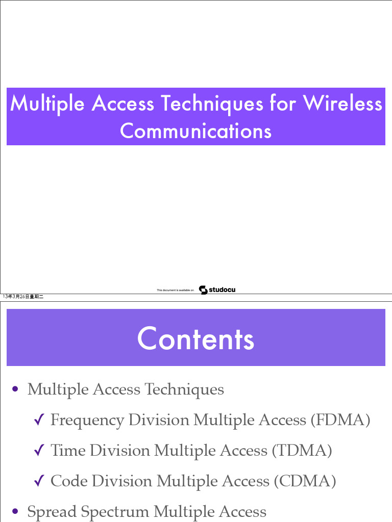Wireless Multiple Access Techniques | PDF | Channel Access Method ...