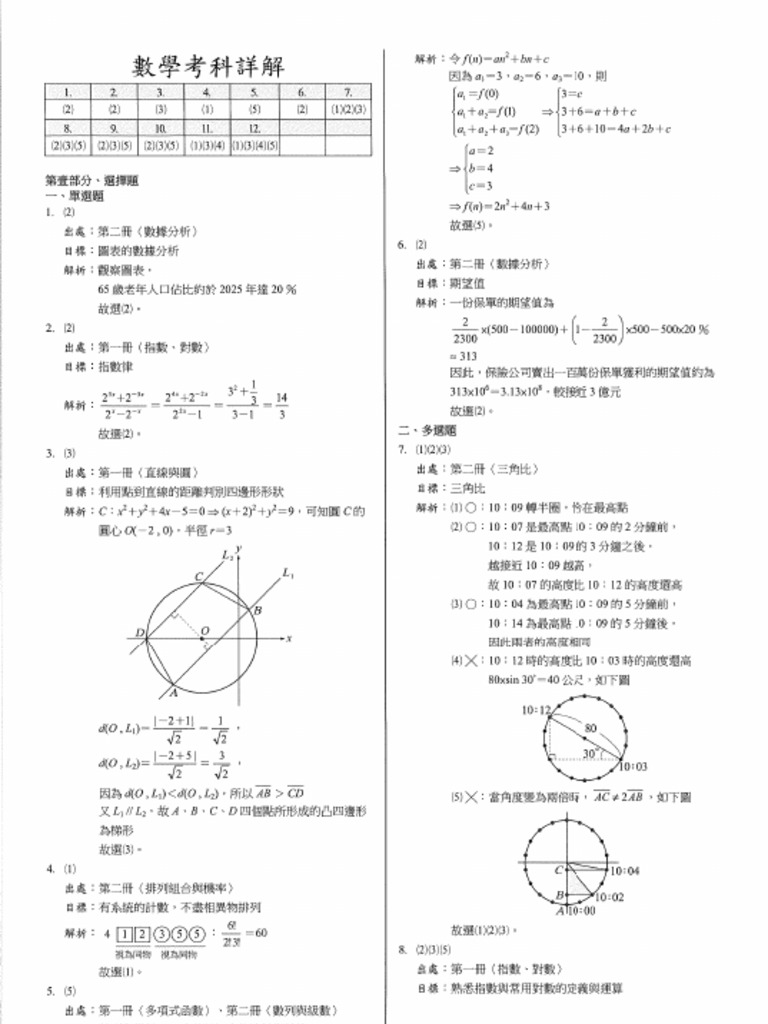 110學年 B1北模數學詳解 | PDF