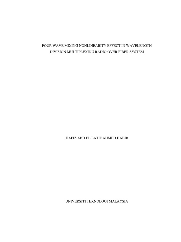 Four Wave Mixing in WDM Radio Fiber | PDF | Optical Fiber | Wavelength ...