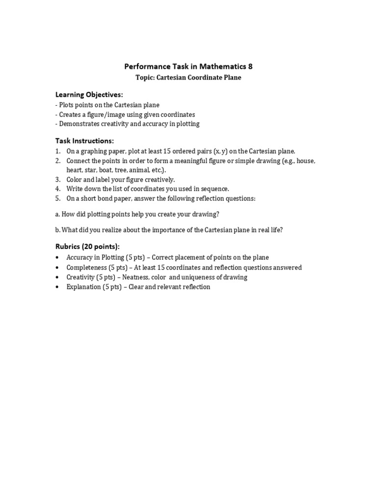 Cartesian Plane Drawing Task | PDF