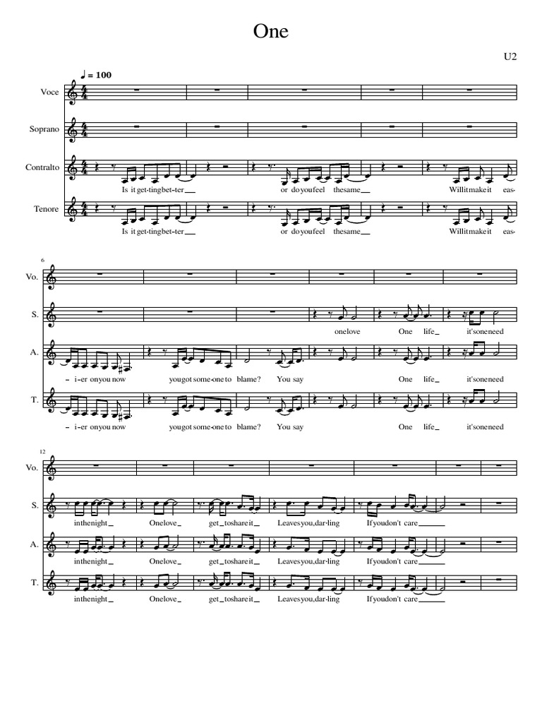 U2 One Song Analysis and Lyrics | PDF