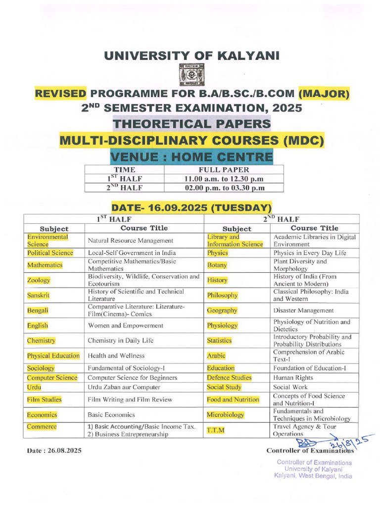 Ug 2nd Semester Revised Examinations Schedule, 2025 (Nep) - Compressed ...