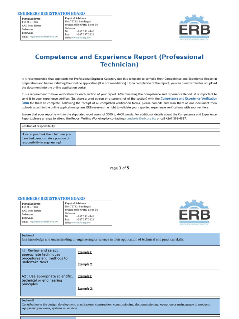 Competence Report Template for Engineers | PDF | Professional Development