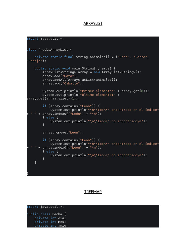 Uso de ArrayList y TreeMap en Java | PDF | Programación de computadoras ...