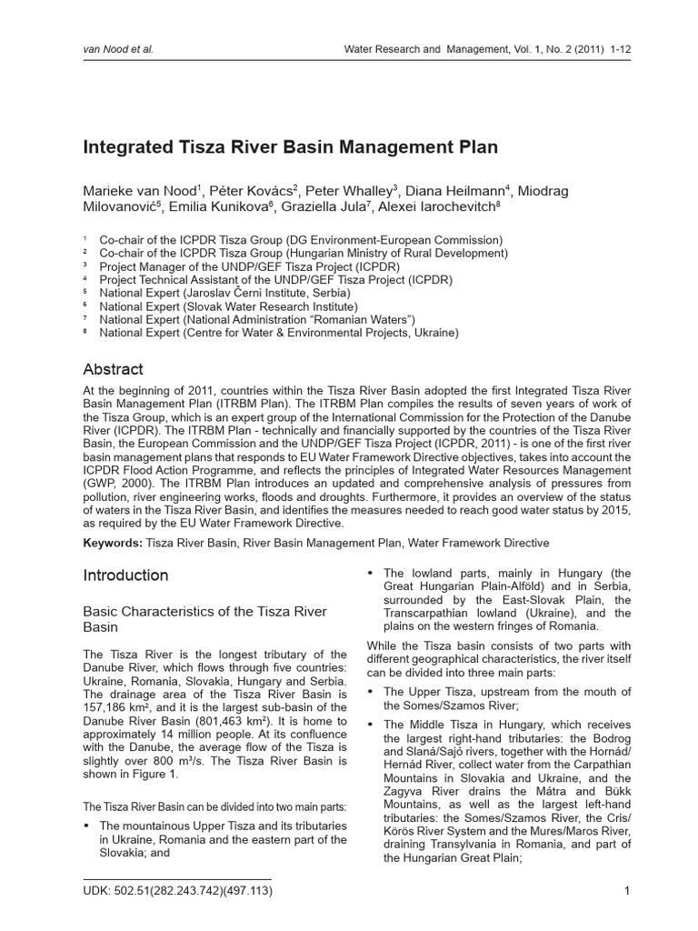 Integrated Tisza River Basin Plan | PDF | Fresh Water | Environment