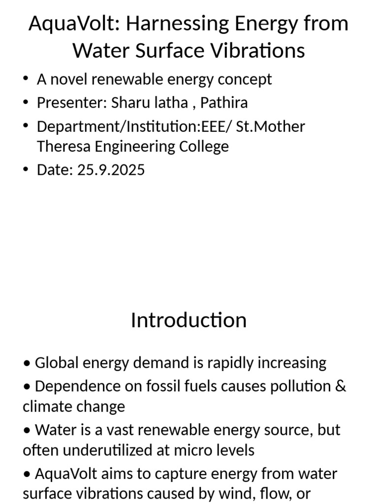 AquaVolt: Energy from Water Vibrations | PDF | Piezoelectricity ...