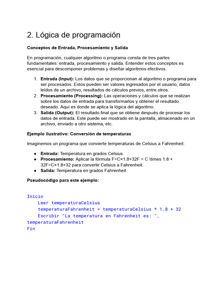 Lógica de Programación | PDF | Algoritmos | Programa de computadora