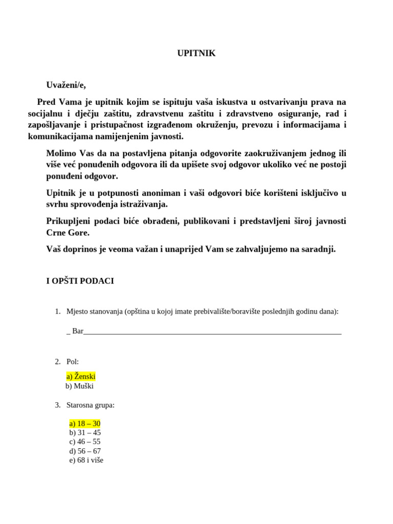 Upitnik Za Istraživanje Sa LSI | PDF