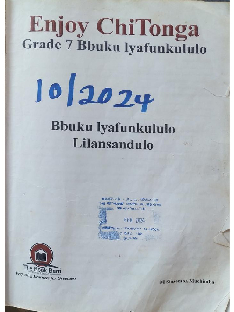 Enjoy Chitonga Grade 7 Bbuku Lyafunkululo Bana Babatonga | PDF