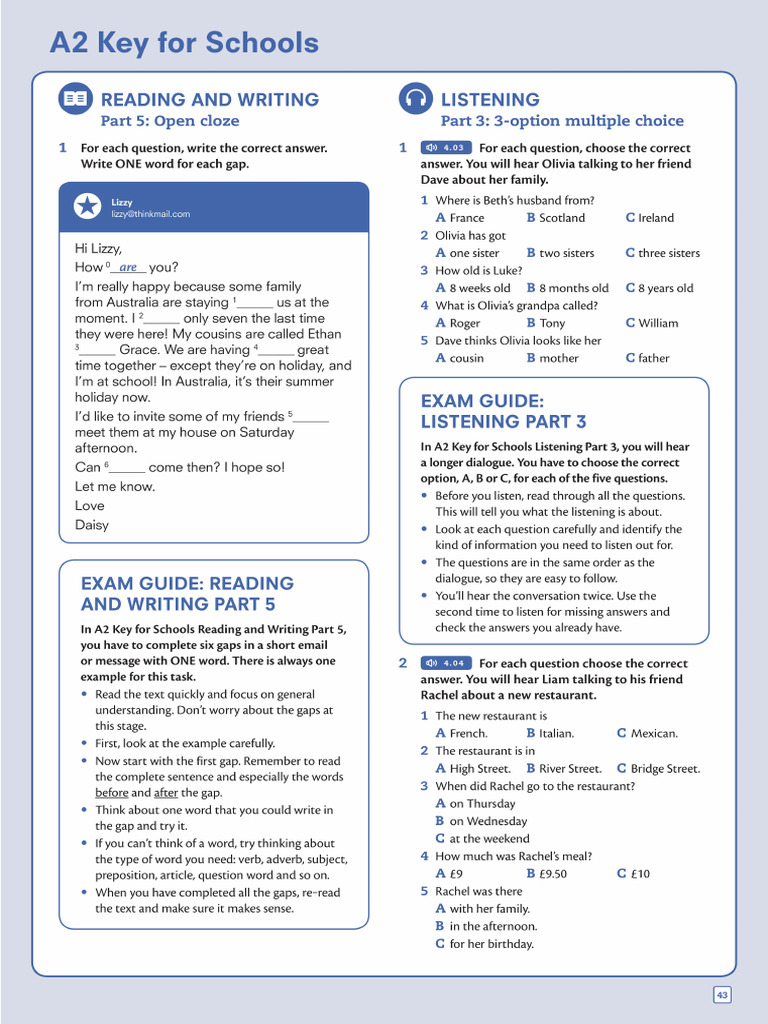 A2 Key for Schools Exam Guide | PDF