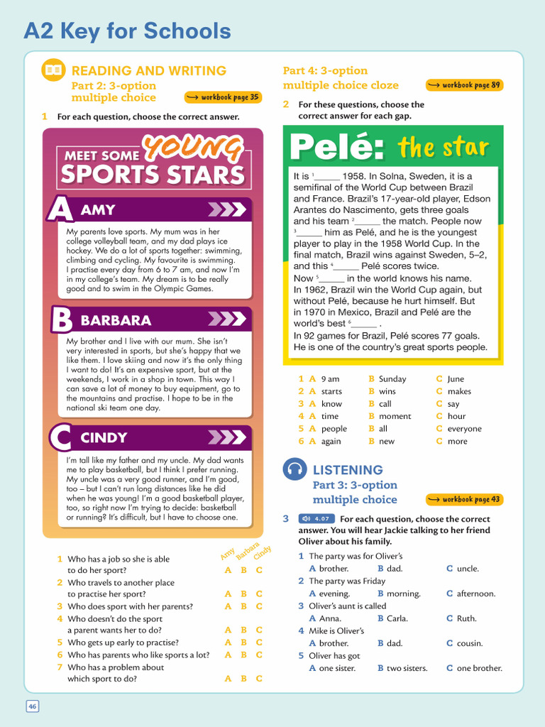 A2 Key for Schools: Reading & Writing Workbook | PDF