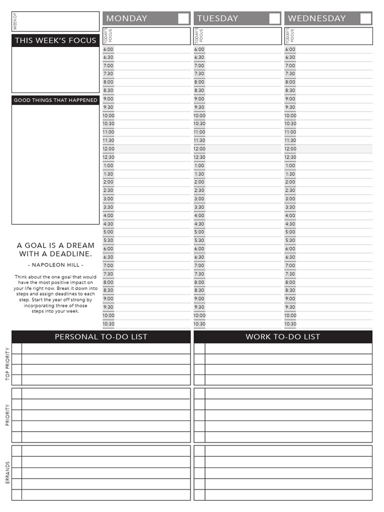 Weekly Focus and To-Do Planner | PDF