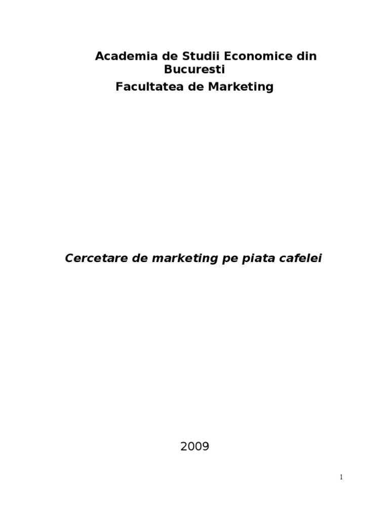 Cercetare de Marketing Pe Piata Cafelei PDF