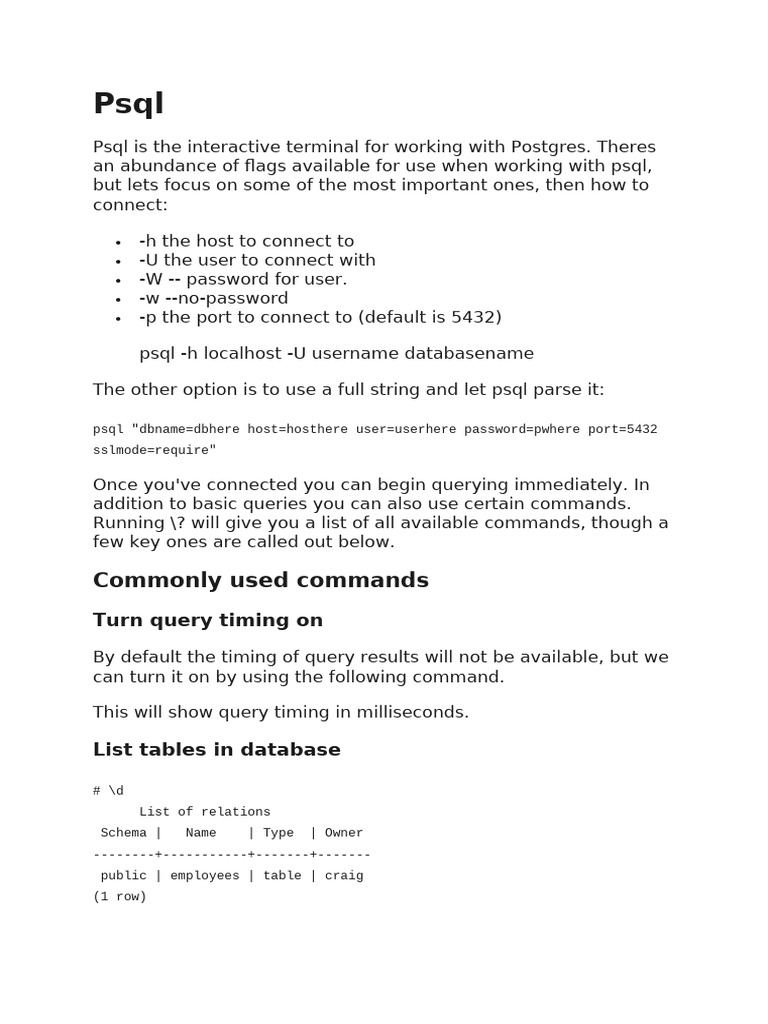Essential Psql Commands Guide | PDF | Postgre Sql | Data Management ...