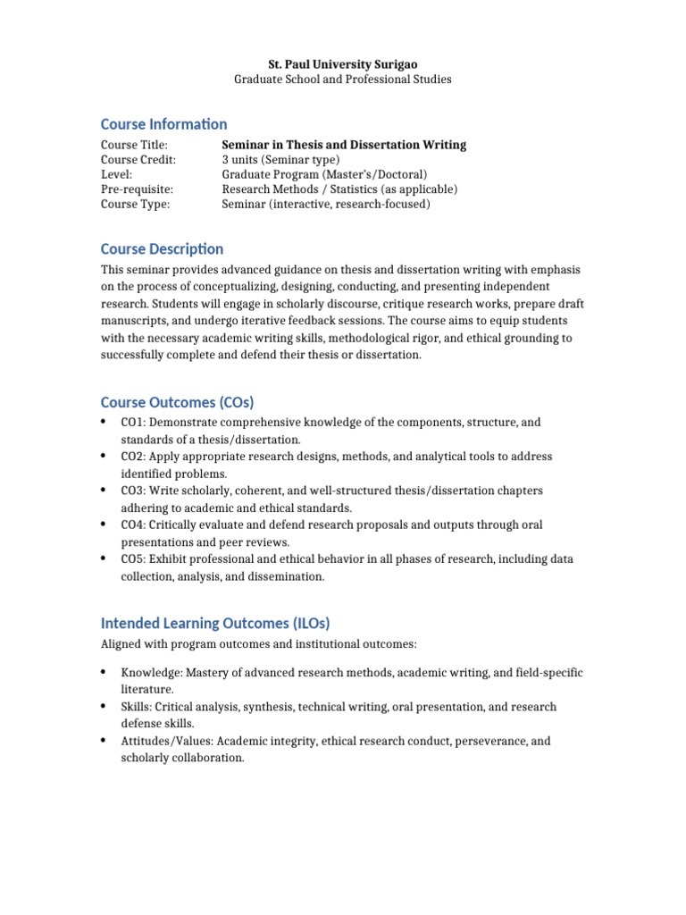 Thesis & Dissertation Writing Seminar | PDF | Thesis | Methodology