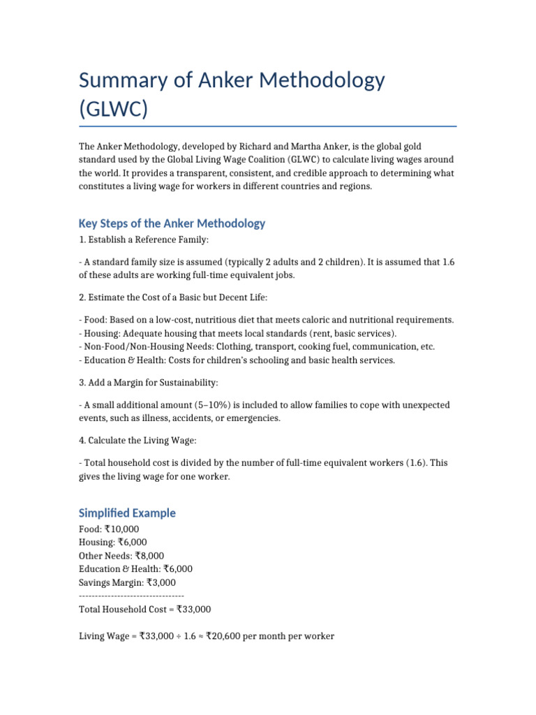 Anker Methodology for Living Wages | PDF