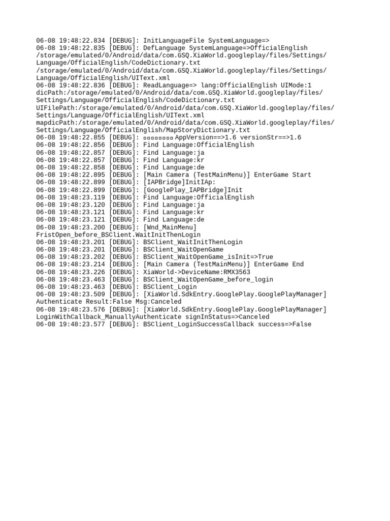 XiaWorld Language File Debug Log | PDF