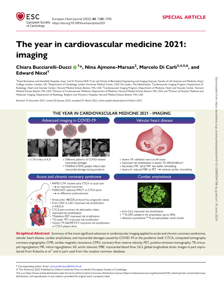 Advances in Cardiovascular Imaging 2021 | PDF | Atheroma | Myocardial ...