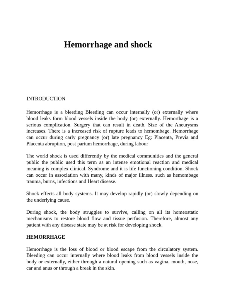 Long Presentation Hemorrhage and Shock Compress | PDF | Shock ...