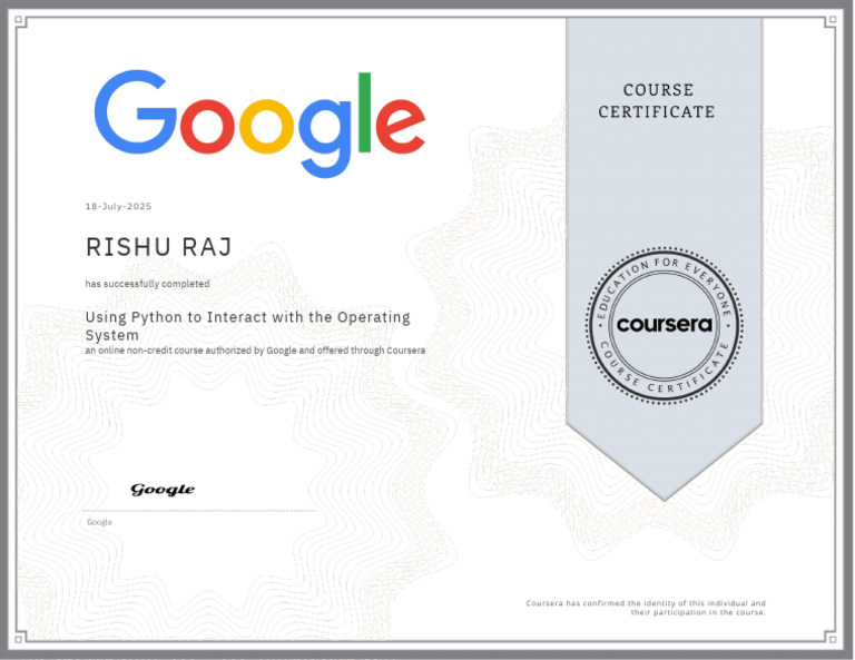 Python for OS Interaction Course Completion | PDF