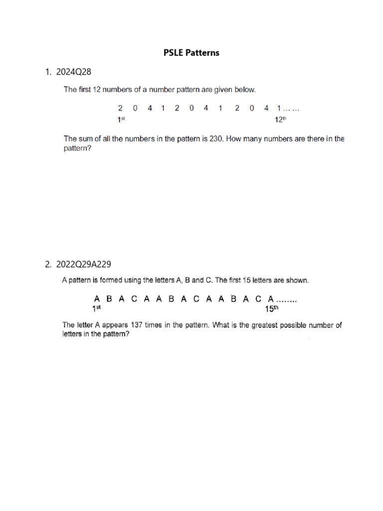 PSLE Patterns 1 | PDF