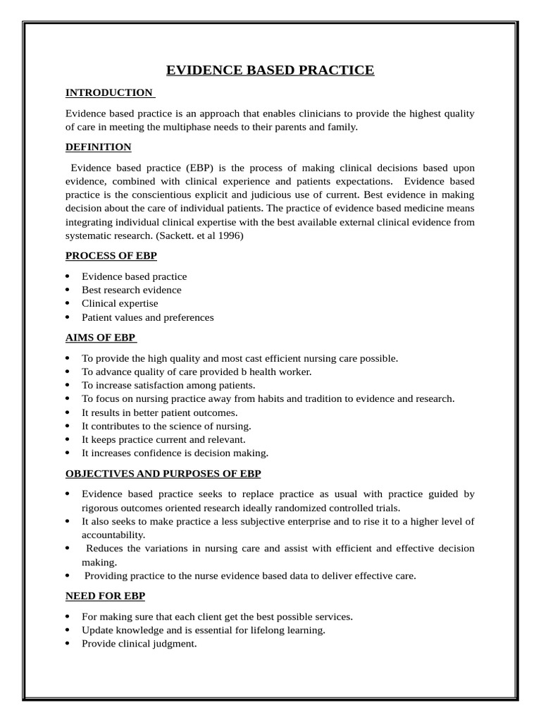 Understanding Evidence Based Practice | PDF | Evidence Based Medicine ...