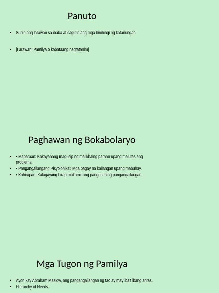 Mga Tugon NG Pamilya Updated | PDF